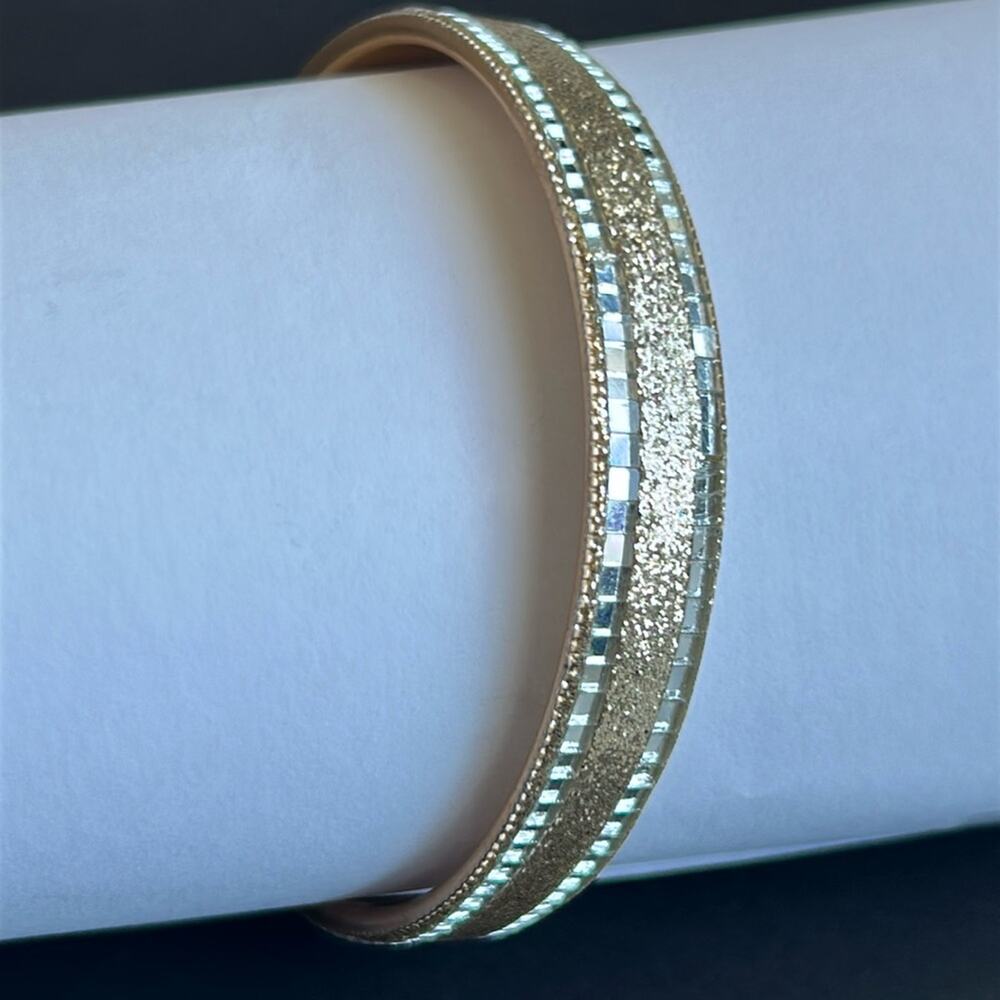 Women’s vintage dainty gold tone mirrored/glittery bangle‎ bracelet one size